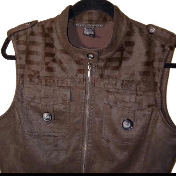 Yansi Fugel Brown Faux Suede Full Zip Vest Medium - Picture 4 of 10